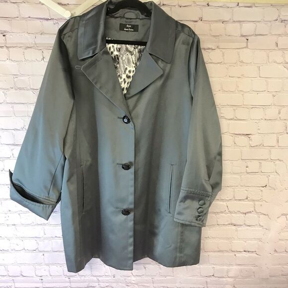 Dennis by Dennis Basso Gunmetal Gray Python Print Lining Swing Jacket Size XL - Picture 1 of 13